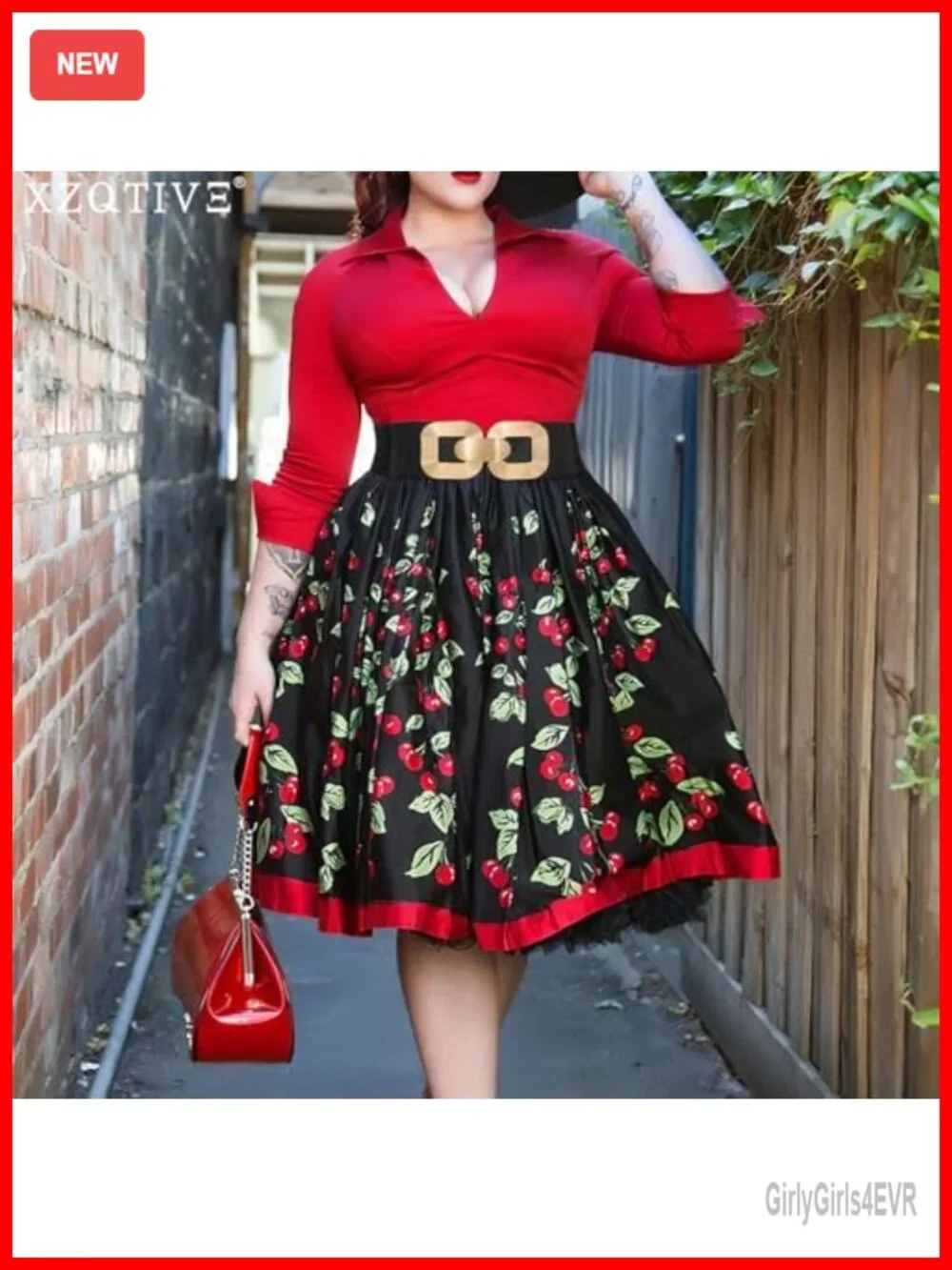 Wide Elastic Belt with Gold Metal Buckle - Stretchy Waist Belt for Dresses